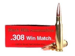 Black Hills Ammunition 308 Winchester 168 Grain Match Hollow Point Boat Tail
