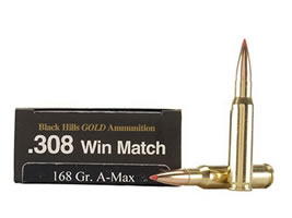 Black Hills Gold Ammunition 308 Winchester 168 Grain Hornady A-Max